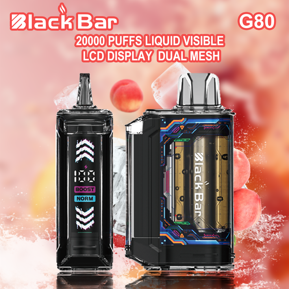 Black bar G80 20000 puffs Liquid visible LCD display Dual Mesh