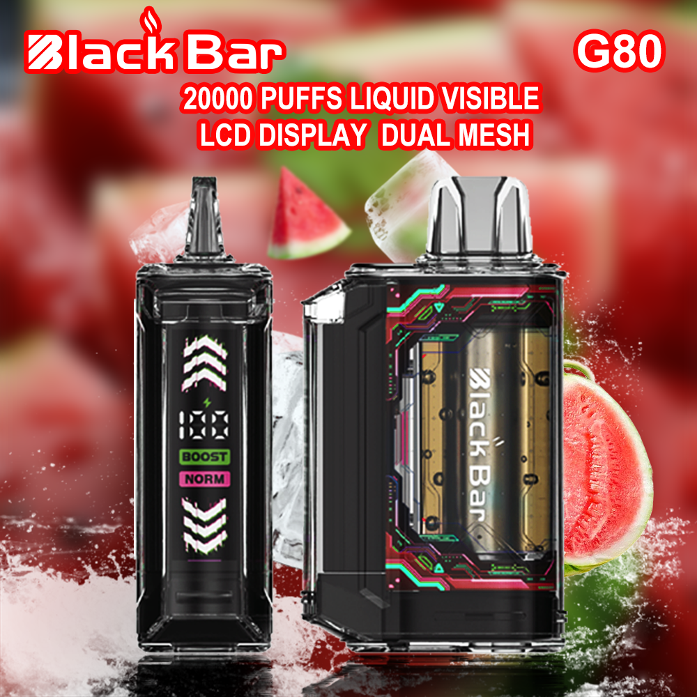 Black bar G80 20000 puffs Liquid visible LCD display Dual Mesh