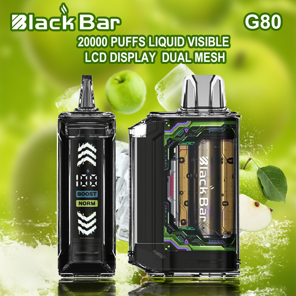 Black bar G80 20000 puffs Liquid visible LCD display Dual Mesh
