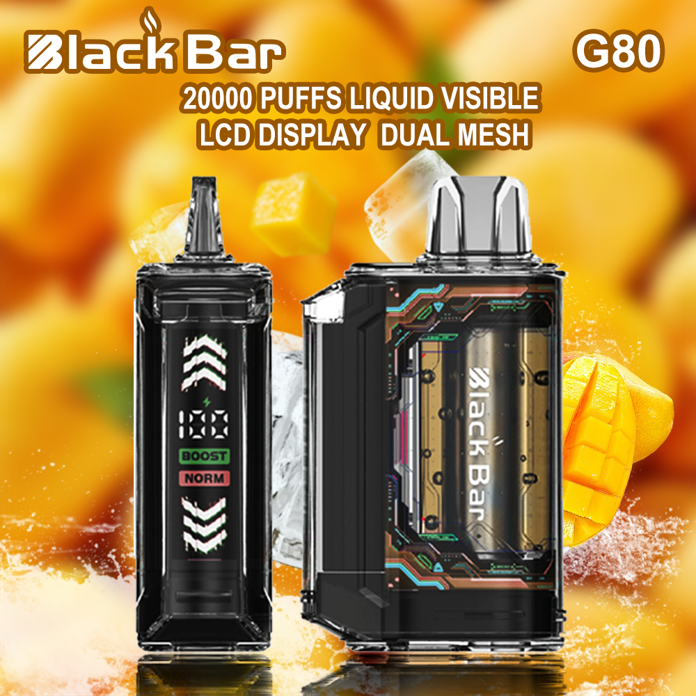 Black bar G80 20000 puffs Liquid visible LCD display Dual Mesh