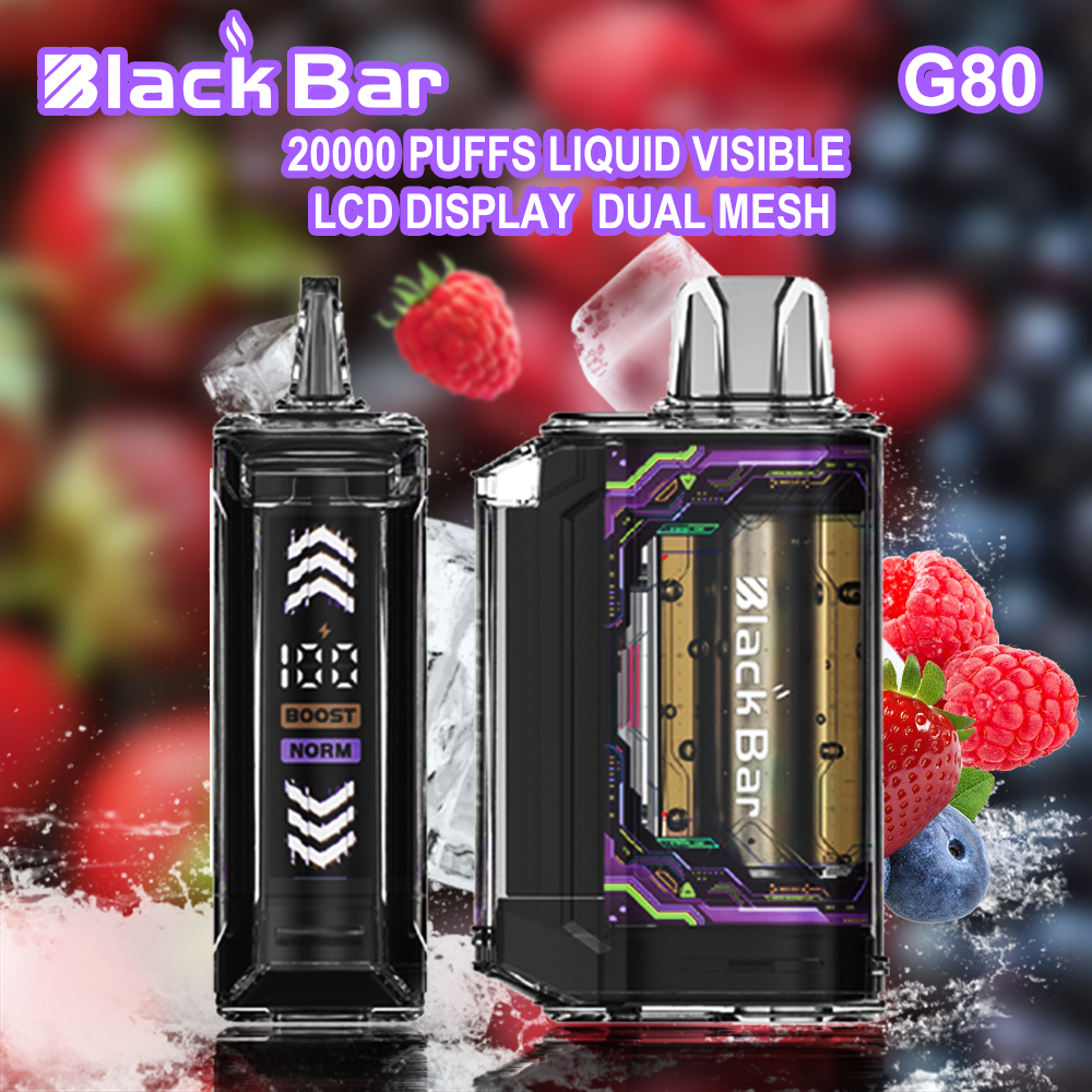 Black bar G80 20000 puffs Liquid visible LCD display Dual Mesh