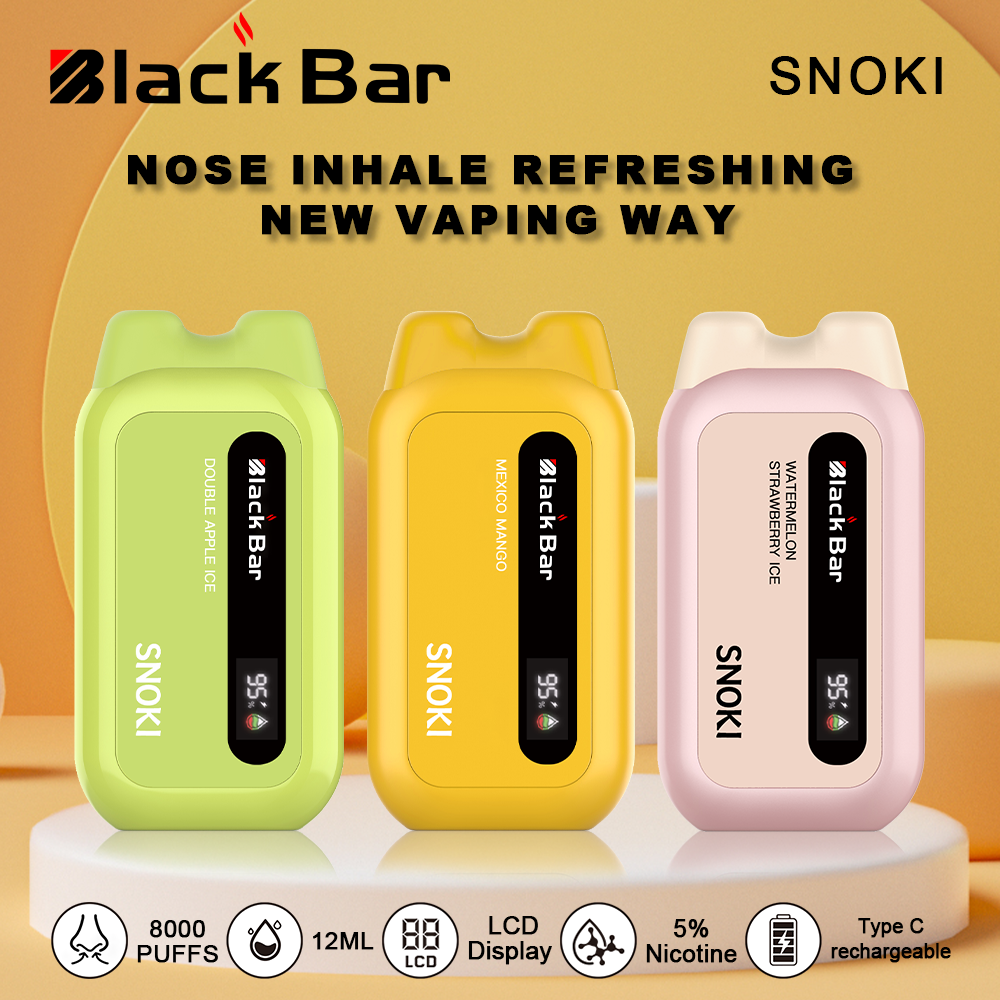 BLACKK BAR-Snoki Nose Inhale refreshing 8000 puffs 5% Nicotine 12ML LCD Display Type C rechargeable