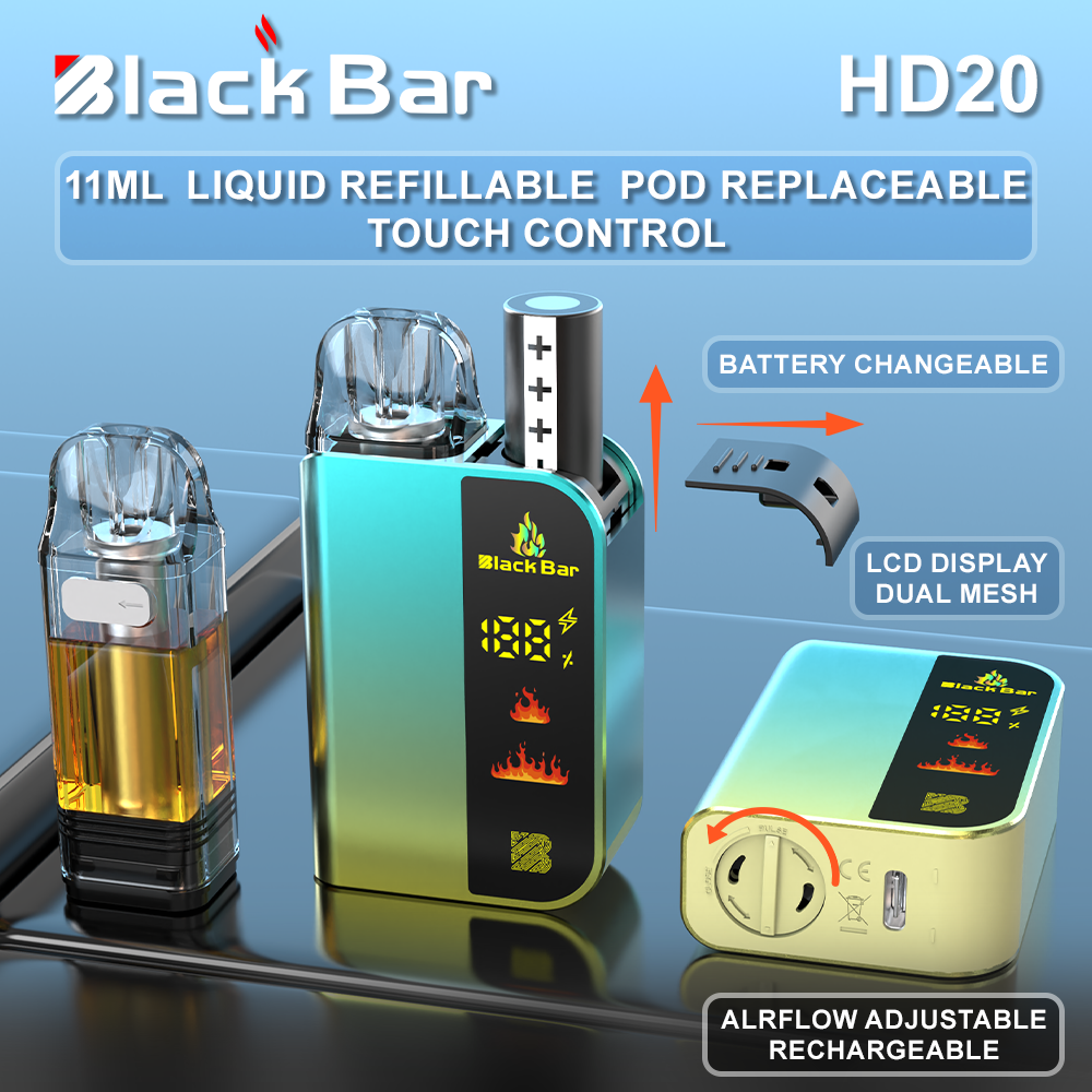 black bar vape bar-HD20 11ML Pod replaceable liquid refillable battery changeab – Shop Lost Mary Air Bar Ultra Miami Choose Flavor:Double Apple