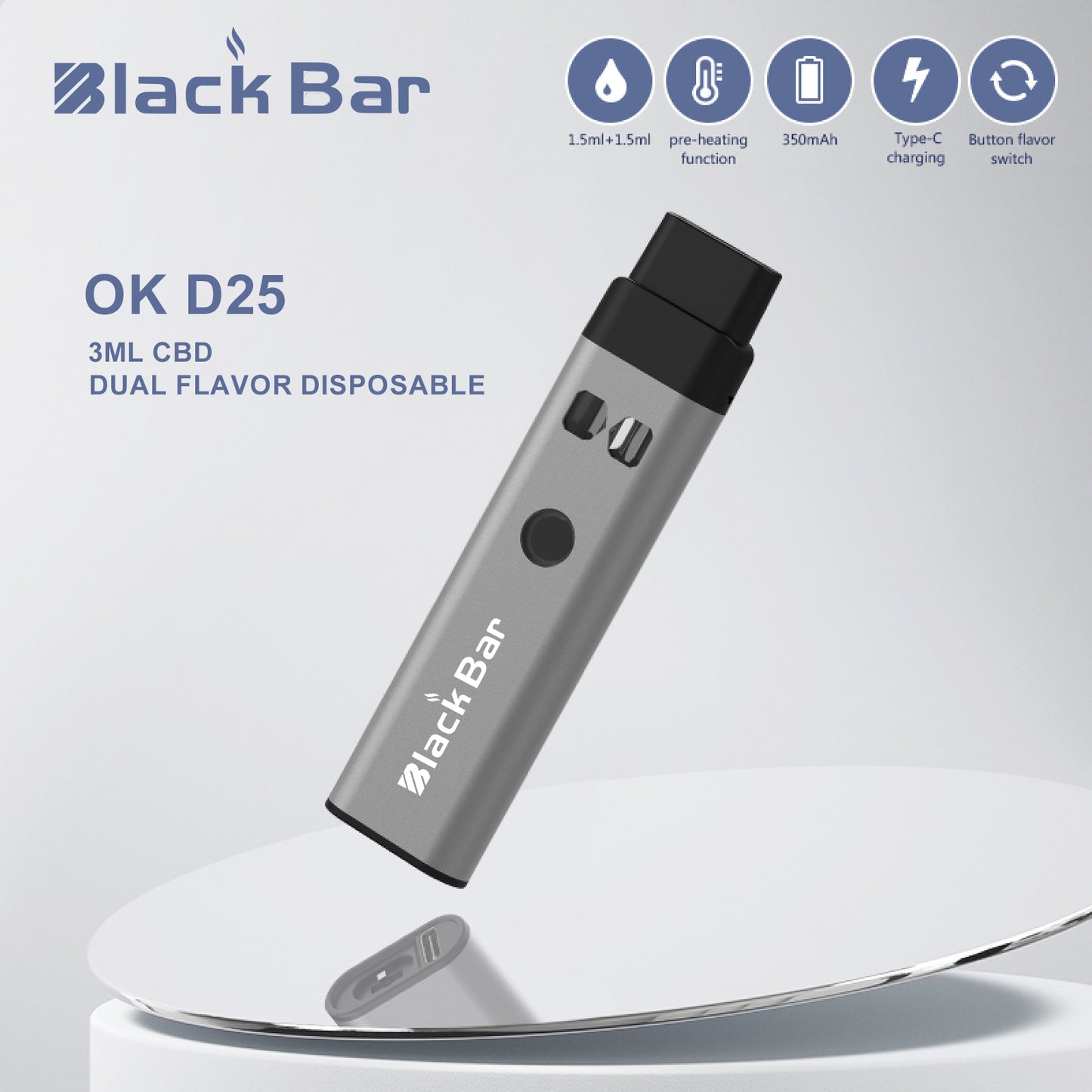 Black bar OK D25 3ML CBD Dual Flavor Disposable