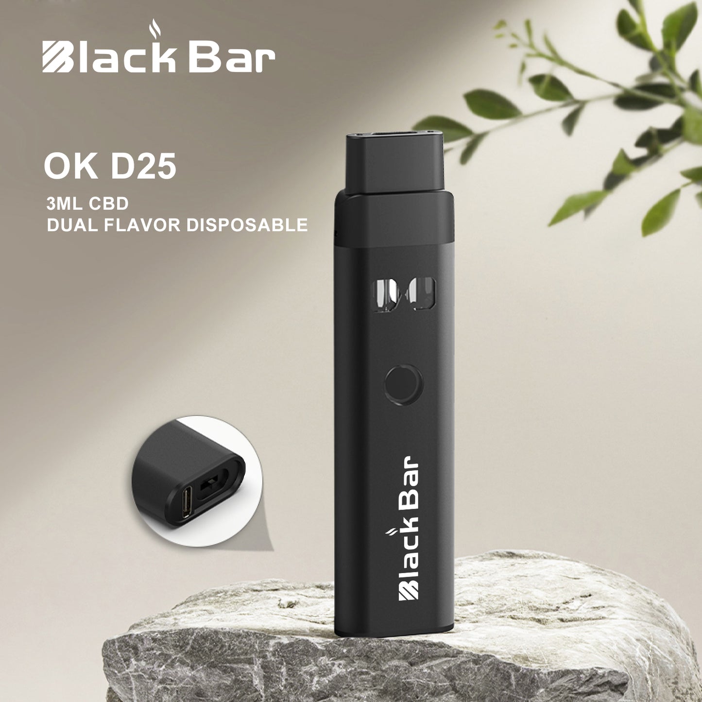 Black bar OK D25 3ML CBD Dual Flavor Disposable